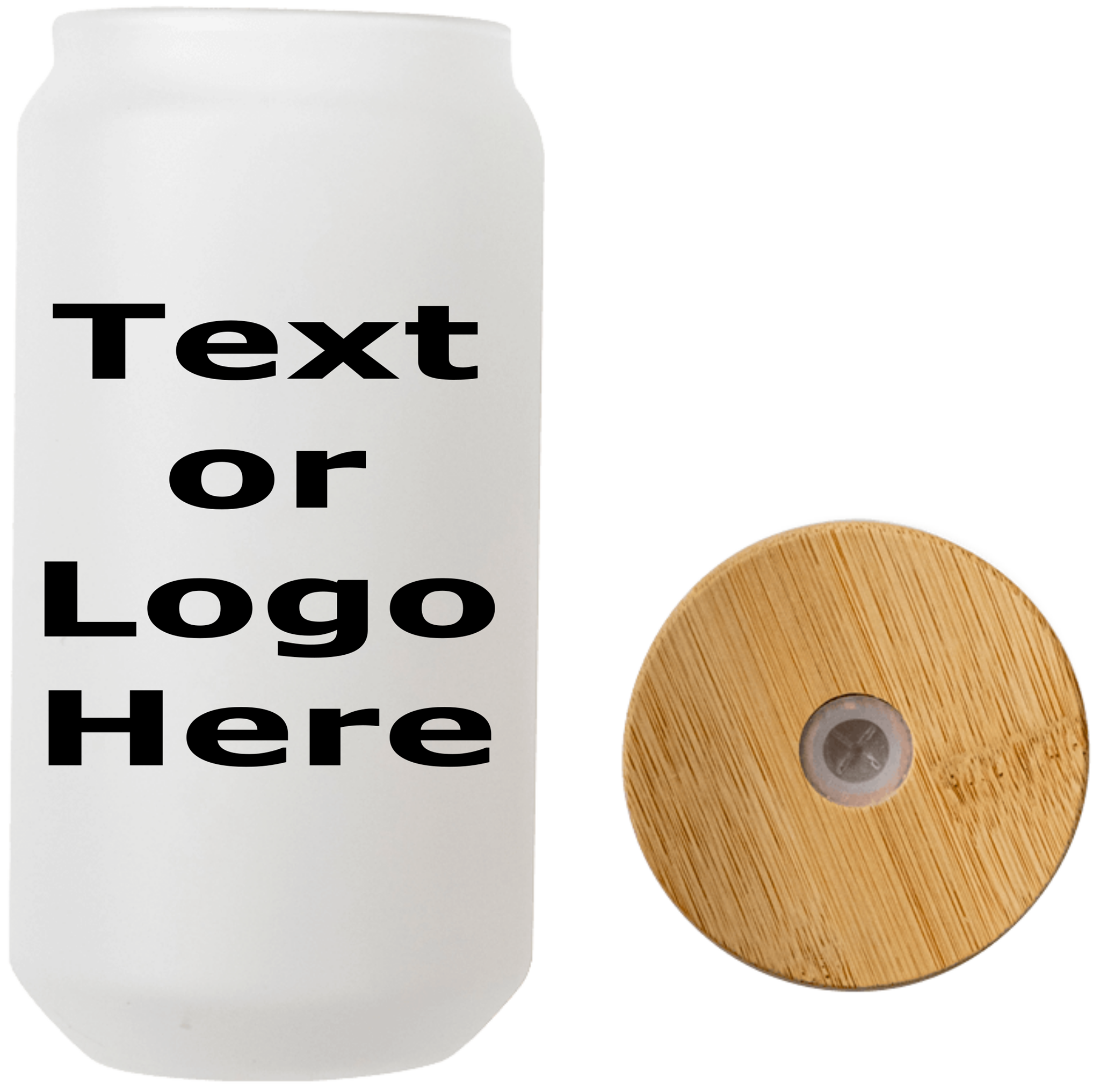 Picture of 16oz Frosted Glass Can with Bamboo Lid